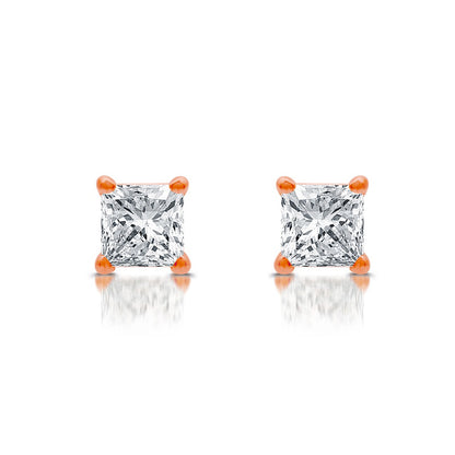 0.5 CT. T.W. Princess-Cut Diamond Solitaire Stud Earrings in 14K Rose Gold (J/I3)