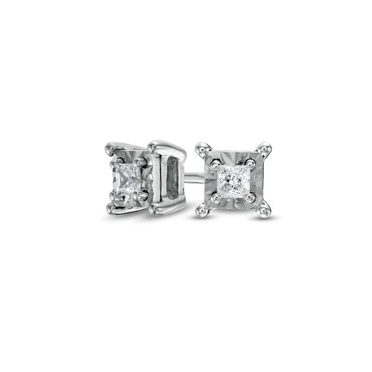 0.1 CT. T.W. Princess-Cut Diamond Solitaire Stud Earrings in Sterling Silver