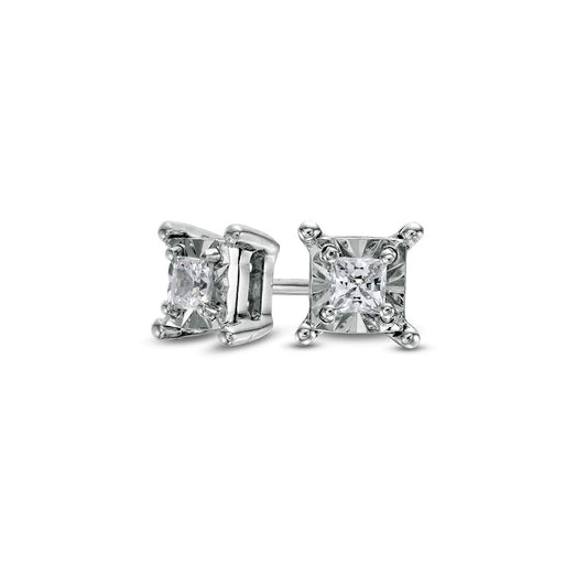 0.25 CT. T.W. Princess-Cut Diamond Solitaire Stud Earrings in Sterling Silver