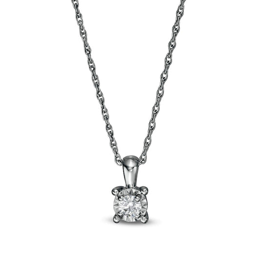 0.1 CT. Natural Diamond Solitaire Pendant in Sterling Silver