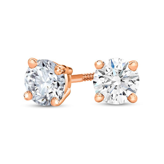 0.2 CT. T.W. Certified Diamond Solitaire Stud Earrings in 14K Rose Gold (J/I1)