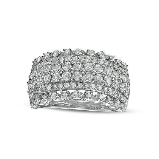 1.5 CT. T.W. Natural Diamond Multi-Row Anniversary Band in Solid 10K White Gold