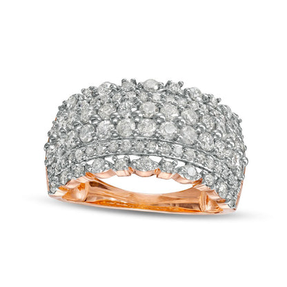 1.5 CT. T.W. Natural Diamond Multi-Row Anniversary Band in Solid 10K Rose Gold