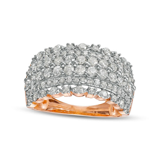 1.5 CT. T.W. Natural Diamond Multi-Row Anniversary Band in Solid 10K Rose Gold