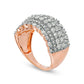 1.5 CT. T.W. Natural Diamond Multi-Row Anniversary Band in Solid 10K Rose Gold