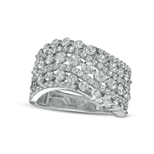 2.0 CT. T.W. Natural Diamond Multi-Row Wave Anniversary Band in Solid 10K White Gold