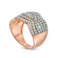 1.25 CT. T.W. Natural Diamond Twist Multi-Row Anniversary Band in Solid 10K Rose Gold