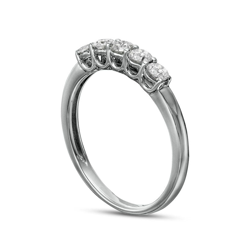 0.50 CT. T.W. Natural Diamond Five Stone Anniversary Band in Solid 10K White Gold