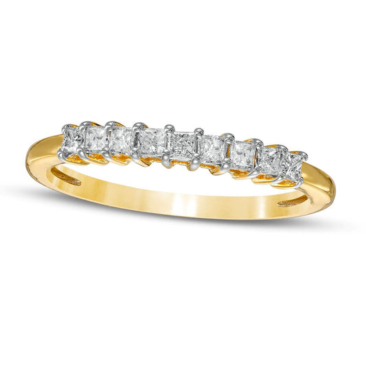 0.33 CT. T.W. Princess-Cut Natural Diamond Nine Stone Anniversary Band in Solid 10K Yellow Gold