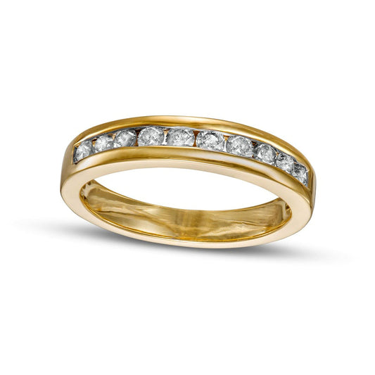 0.50 CT. T.W. Natural Diamond Ten Stone Anniversary Band in Solid 10K Yellow Gold