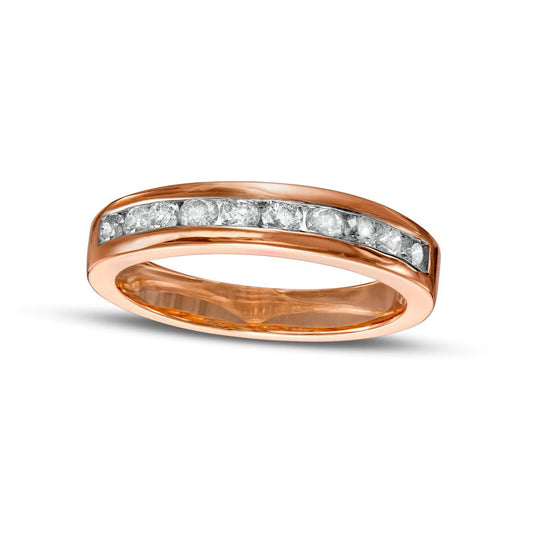 0.50 CT. T.W. Natural Diamond Ten Stone Anniversary Band in Solid 10K Rose Gold