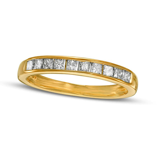 0.50 CT. T.W. Princess-Cut Natural Diamond Ten Stone Anniversary Band in Solid 10K Yellow Gold