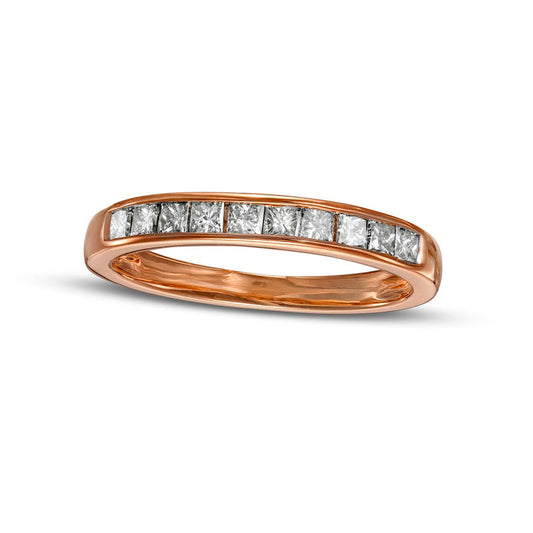 0.50 CT. T.W. Princess-Cut Natural Diamond Ten Stone Anniversary Band in Solid 10K Rose Gold