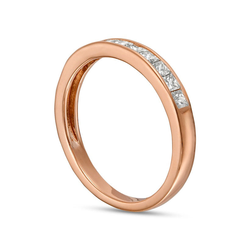 0.50 CT. T.W. Princess-Cut Natural Diamond Ten Stone Anniversary Band in Solid 10K Rose Gold