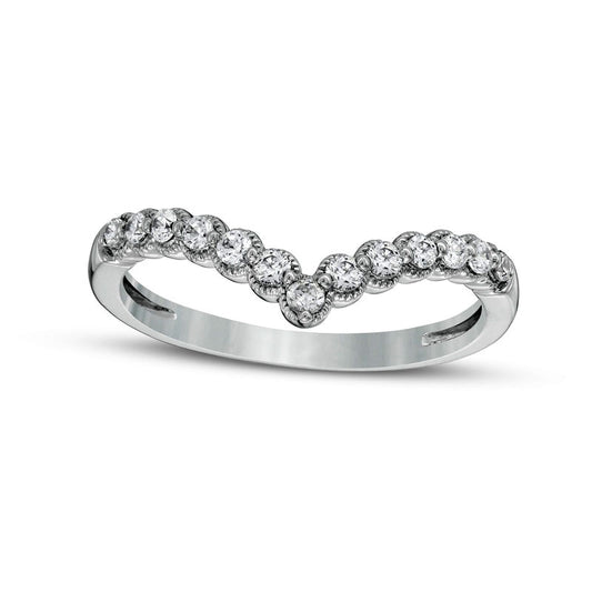 0.25 CT. T.W. Natural Diamond Contour Antique Vintage-Style Anniversary Band in Solid 14K White Gold