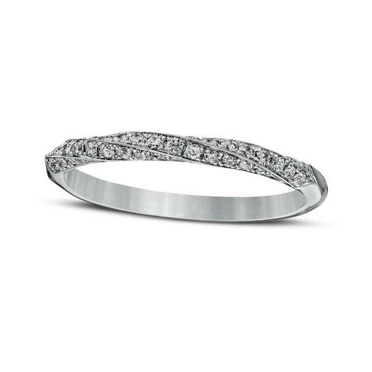 0.25 CT. T.W. Natural Diamond Twist Anniversary Band in Solid 14K White Gold