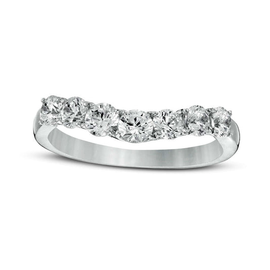 1.0 CT. T.W. Natural Diamond Contour Seven Stone Anniversary Band in Solid 14K White Gold