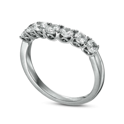 1.0 CT. T.W. Natural Diamond Contour Seven Stone Anniversary Band in Solid 14K White Gold