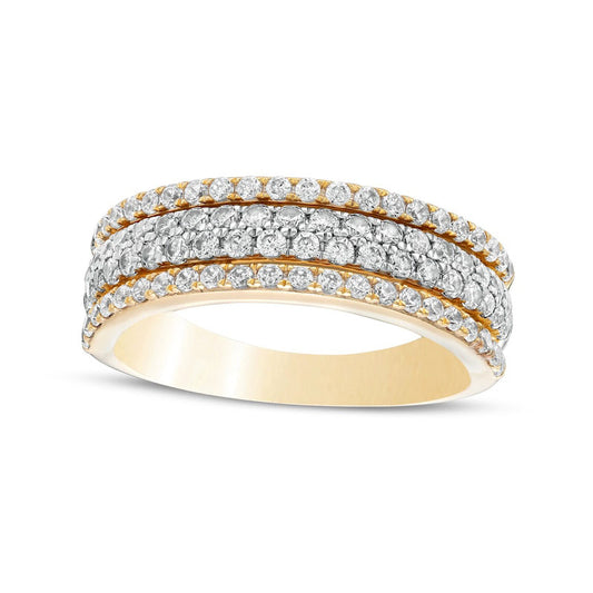 1.0 CT. T.W. Natural Diamond Multi-Row Anniversary Band in Solid 14K Gold