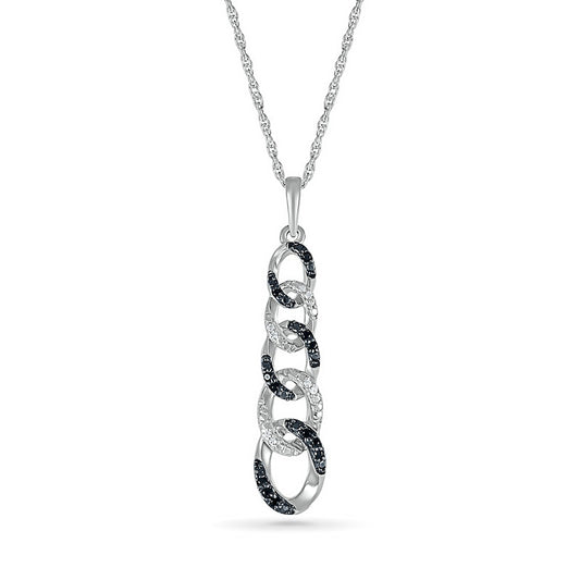 0.07 CT. T.W. Black Enhanced and White Natural Diamond Linear Link Chain Pendant in Sterling Silver