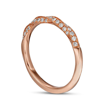 0.25 CT. T.W. Natural Diamond Twist Stackable Anniversary Band in Solid 14K Rose Gold