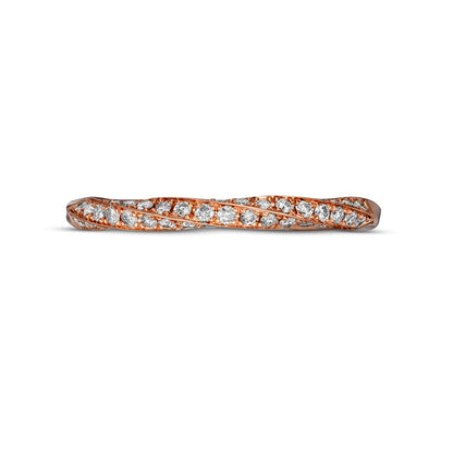 0.25 CT. T.W. Natural Diamond Twist Stackable Anniversary Band in Solid 14K Rose Gold