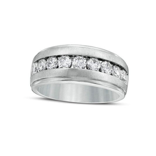 Men's 1.5 CT. T.W. Natural Diamond Nine Stone Wedding Band in Solid 10K White Gold