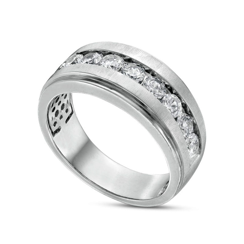 Men's 1.5 CT. T.W. Natural Diamond Nine Stone Wedding Band in Solid 10K White Gold