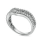 0.75 CT. T.W. Baguette and Round Natural Diamond Contour Triple Row Anniversary Band in Solid 14K White Gold
