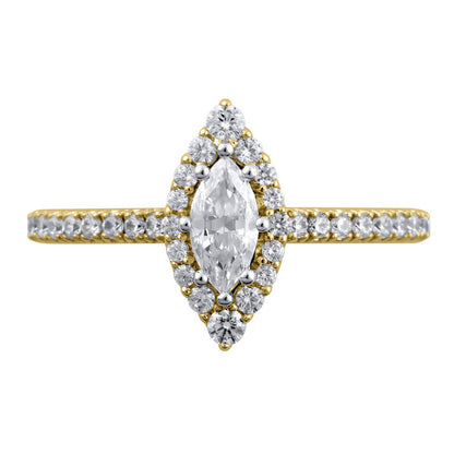 0.63 CT. T.W. Marquise Natural Diamond Frame Engagement Ring in Solid 10K Yellow Gold