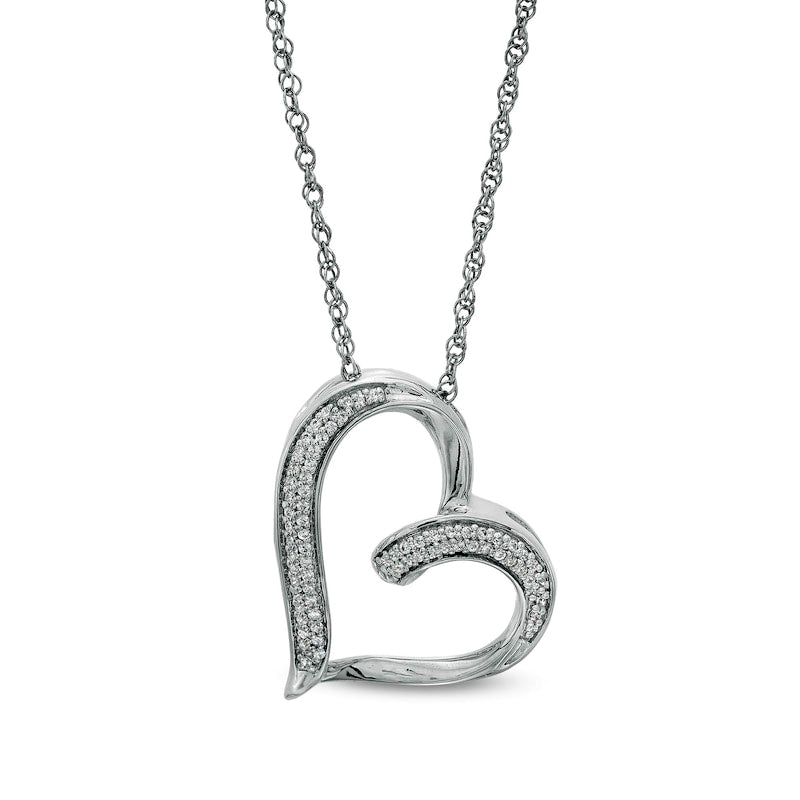 0.17 CT. T.W. Natural Diamond Heart Pendant in Sterling Silver