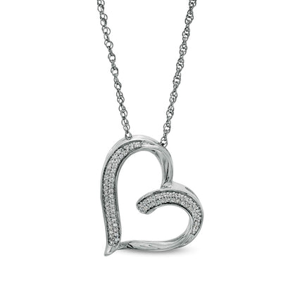 0.17 CT. T.W. Natural Diamond Heart Pendant in Sterling Silver