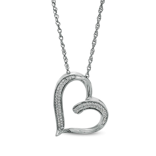 0.17 CT. T.W. Natural Diamond Heart Pendant in Sterling Silver