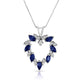Marquise Blue Sapphire and 0.2 CT. T.W. Natural Diamond Leaf Alternating Wreath Heart Pendant in 14K White Gold