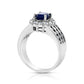 Oval Blue Sapphire and 0.75 CT. T.W. Natural Diamond Frame Channel-Set Triple Row Engagement Ring in Solid 14K White Gold
