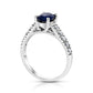 Oval Blue Sapphire and 0.33 CT. T.W. Natural Diamond Engagement Ring in Solid 14K White Gold