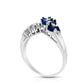Marquise Blue Sapphire and 0.10 CT. T.W. Natural Diamond Leaf Branch Chevron Ring in Solid 14K White Gold