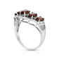 Oval Garnet and Natural Diamond Accent Five Stone Chevron Ring in Solid 14K White Gold