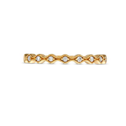 0.07 CT. T.W. Natural Diamond Wave Stackable Band in Solid 10K Yellow Gold