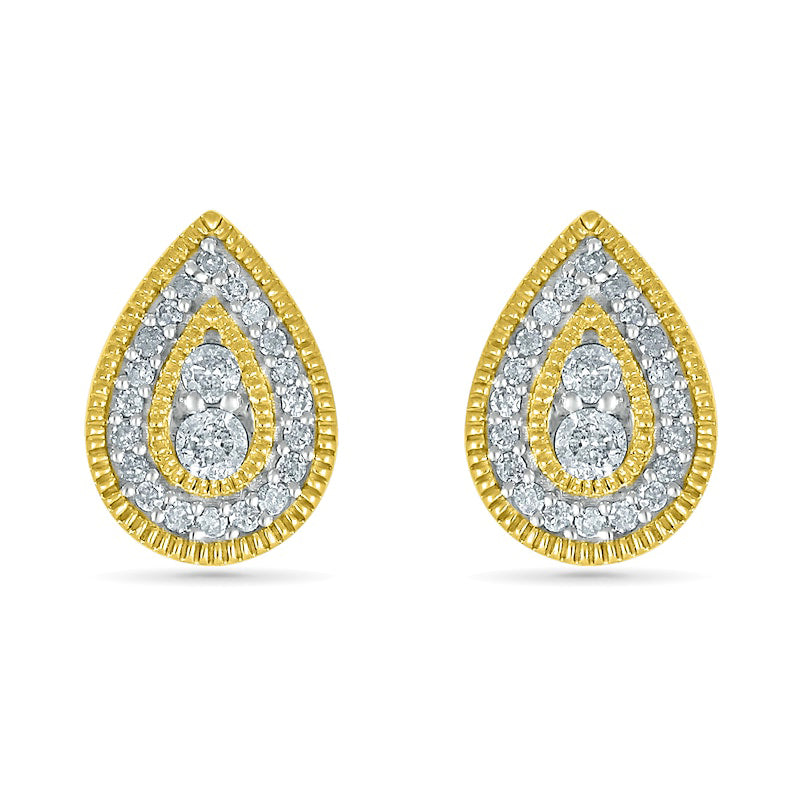 0.25 CT. T.W. Diamond Pear-Shaped Frame Vintage-Style Stud Earrings in 10K Gold