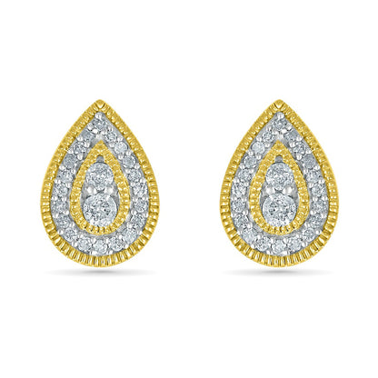 0.25 CT. T.W. Diamond Pear-Shaped Frame Vintage-Style Stud Earrings in 10K Gold