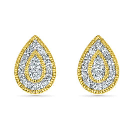 0.25 CT. T.W. Diamond Pear-Shaped Frame Vintage-Style Stud Earrings in 10K Gold