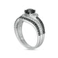 1.0 CT. T.W. Black Enhanced and White Natural Diamond Bypass Multi-Row Bridal Engagement Ring Set in Solid 10K White Gold
