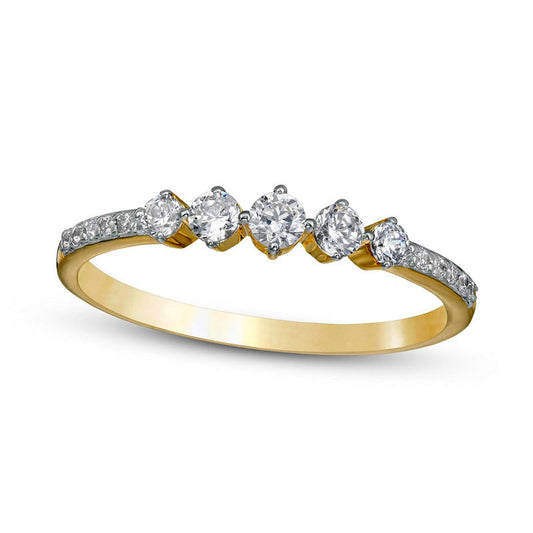 0.33 CT. T.W. Natural Diamond Five Stone Anniversary Band in Solid 10K Yellow Gold