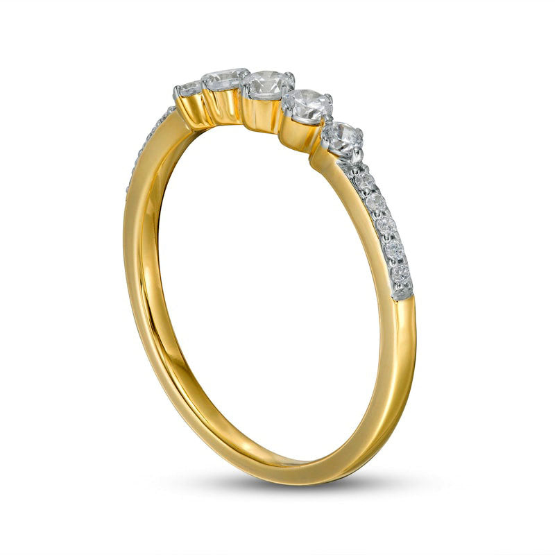 0.33 CT. T.W. Natural Diamond Five Stone Anniversary Band in Solid 10K Yellow Gold
