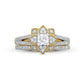 0.75 CT. T.W. Princess-Cut Natural Diamond Flower Frame Antique Vintage-Style Bridal Engagement Ring Set in Solid 10K Yellow Gold