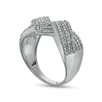 0.50 CT. T.W. Natural Diamond Zig-Zag Crossover Ring in Solid 10K White Gold