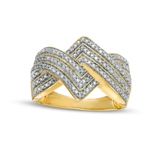 0.50 CT. T.W. Natural Diamond Zig-Zag Crossover Ring in Solid 10K Yellow Gold