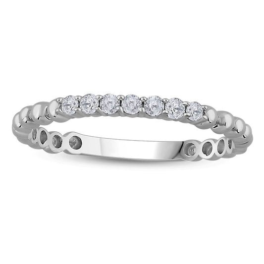 0.13 CT. T.W. Natural Diamond Beaded Shank Stackable Band in Solid 10K White Gold