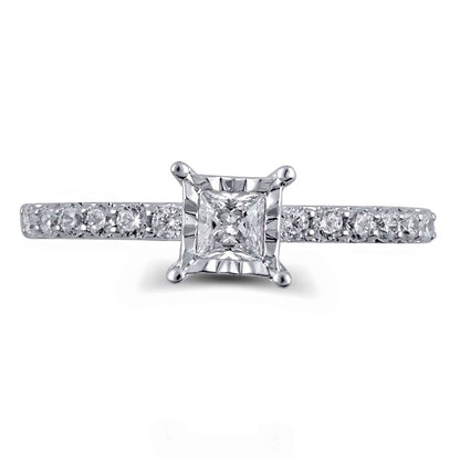 0.50 CT. T.W. Princess-Cut Natural Diamond Engagement Ring in Solid 10K White Gold